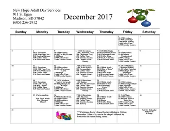 Activity Calendar of Bethel Lutheran Home, Assisted Living, Nursing Home, Independent Living, CCRC, Madison, SD 1