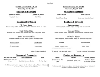 Dining menu of Brookdale University Park Birmingham, Assisted Living, Nursing Home, Independent Living, CCRC, Birmingham, AL 18
