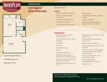 Floorplan of AdamsPlace, Assisted Living, Nursing Home, Independent Living, CCRC, Murfreesboro, TN 4