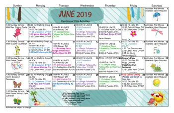 Activity Calendar of Annandale Health and Community Services, Assisted Living, Nursing Home, Independent Living, CCRC, Annandale, MN 5