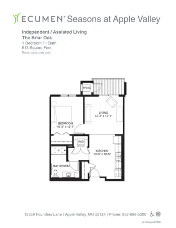 Floorplan of Ecumen Seasons at Apple Valley, Assisted Living, Memory Care, Apple Valley, MN 8