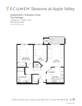 Floorplan of Ecumen Seasons at Apple Valley, Assisted Living, Memory Care, Apple Valley, MN 12