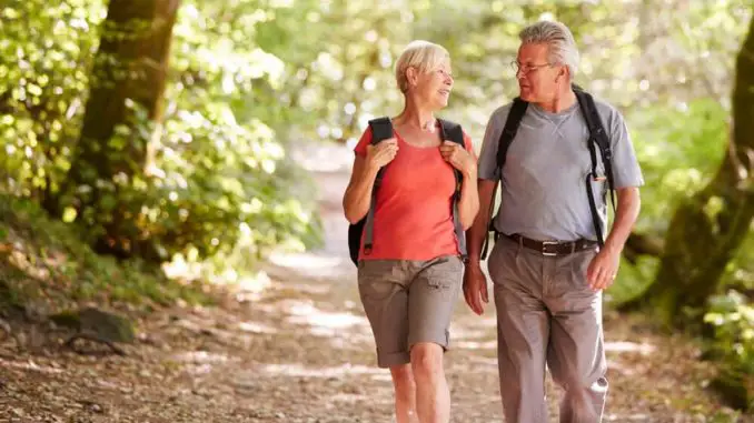 seniors taking a nature walk