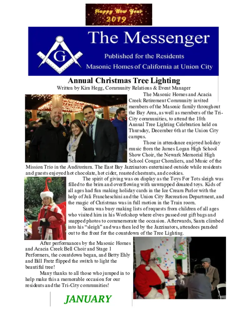 PDF Newsletter of Masonic Homes at Union City, , , , , Union City, CA - 10424-C00996^January-2019^16_pg