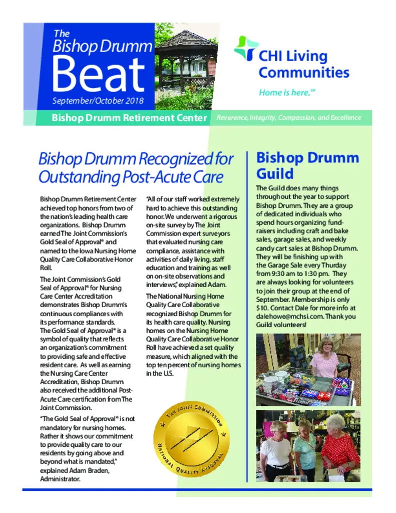 PDF Newsletter of Bishop Drumm Retirement Center, , , , , Johnston, IA - 11387-C01058^BD_Beat_Sept-Oct_2018^6_pg