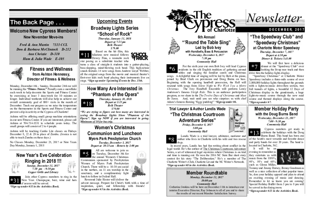 PDF Newsletter of The Cypress of Charlotte, , , , , Charlotte, NC - 13815-C01145^December-2017-Newsletter^3_pg