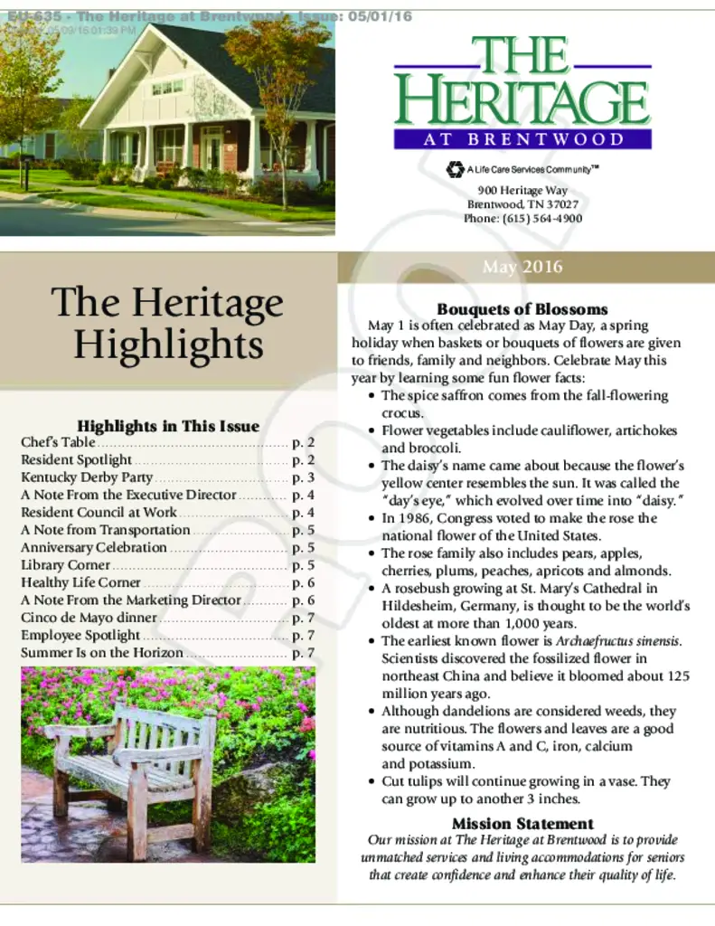 PDF Newsletter of The Heritage at Brentwood, , , , , Brentwood, TN - 14661-C01173^The_Heritage_at_Brentwood__May_2016_A69577D57B3F1^8_pg