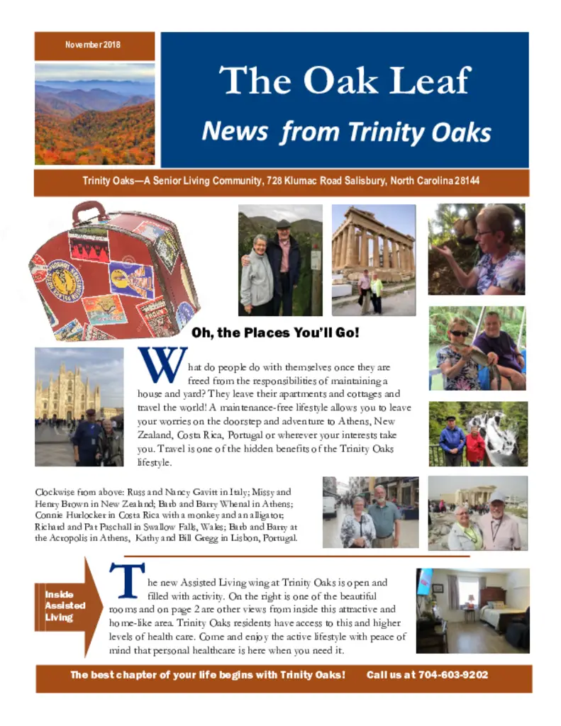 PDF Newsletter of Trinity Oaks, , , , , Salisbury, NC - 15282-C01200^OL_November_2018^4_pg