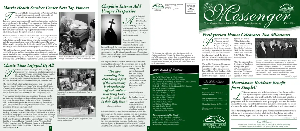 PDF Newsletter of Presbyterian Homes of Georgia Austell, , , , , Austell, GA - 17507-C01307^fall_2009^2_pg