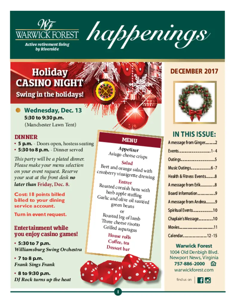 PDF Newsletter of Warwick Forest, , , , , Newport News, VA - 19840-C01409^happenings-december-2017^16_pg