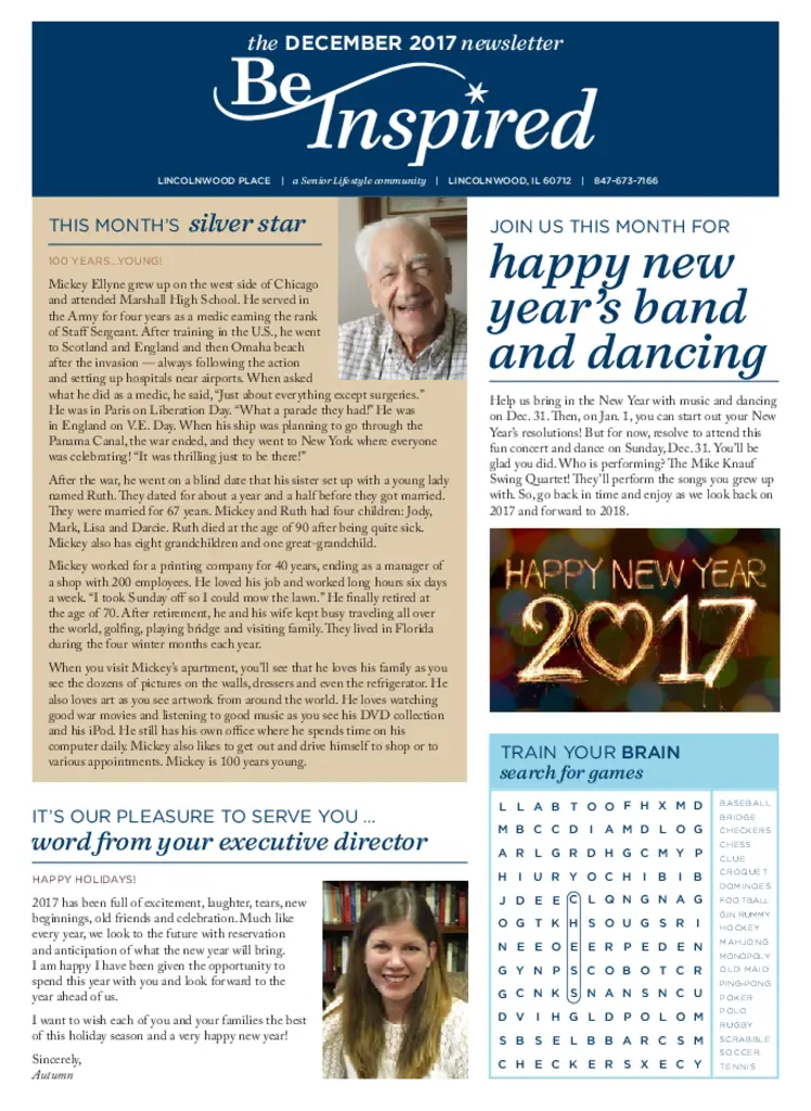 PDF Newsletter of Lincolnwood Place, , , , , Lincolnwood, IL - 20112-C01425^Lincolnwood-Place-calendar^3_pg