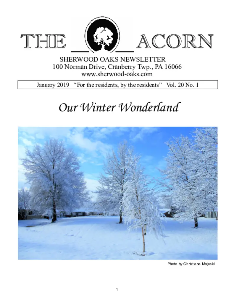 PDF Newsletter of Sherwood Oaks, , , , , Cranberry Township, PA - 22506-C01577^January-2019^16_pg