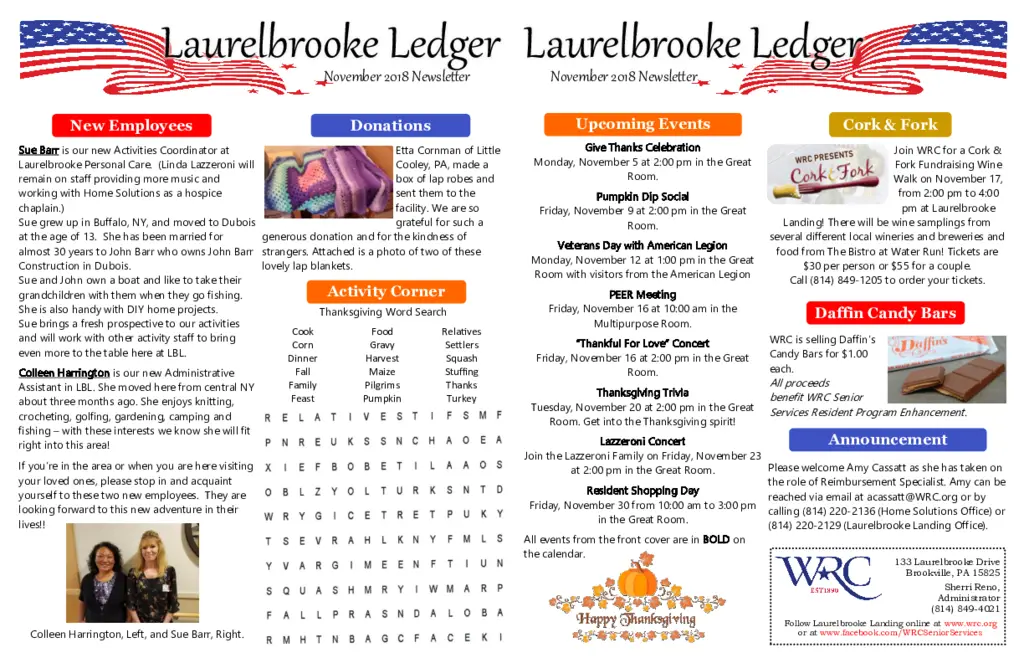 PDF Newsletter of Laurelbrooke Landing, , , , , Brookville, PA - 24560-C01647^LPC-Newsletter-November-18^2_pg
