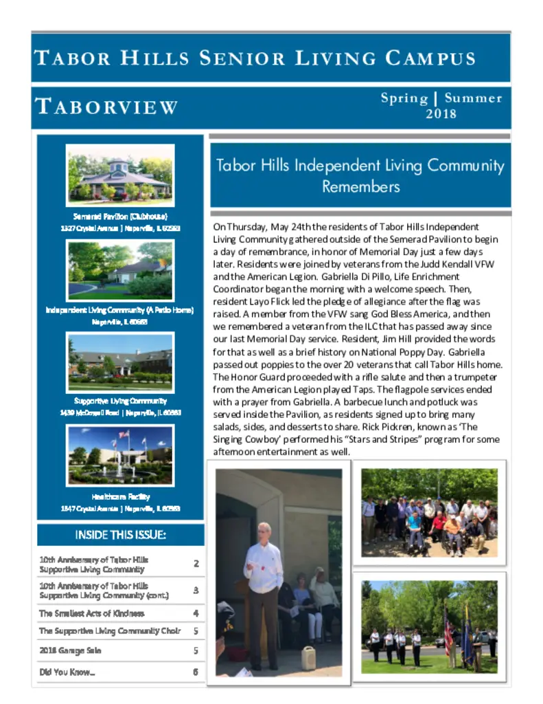 PDF Newsletter of Tabor Hills, , , , , Naperville, IL - 25600-C00161^Spring-Summer-2018^6_pg