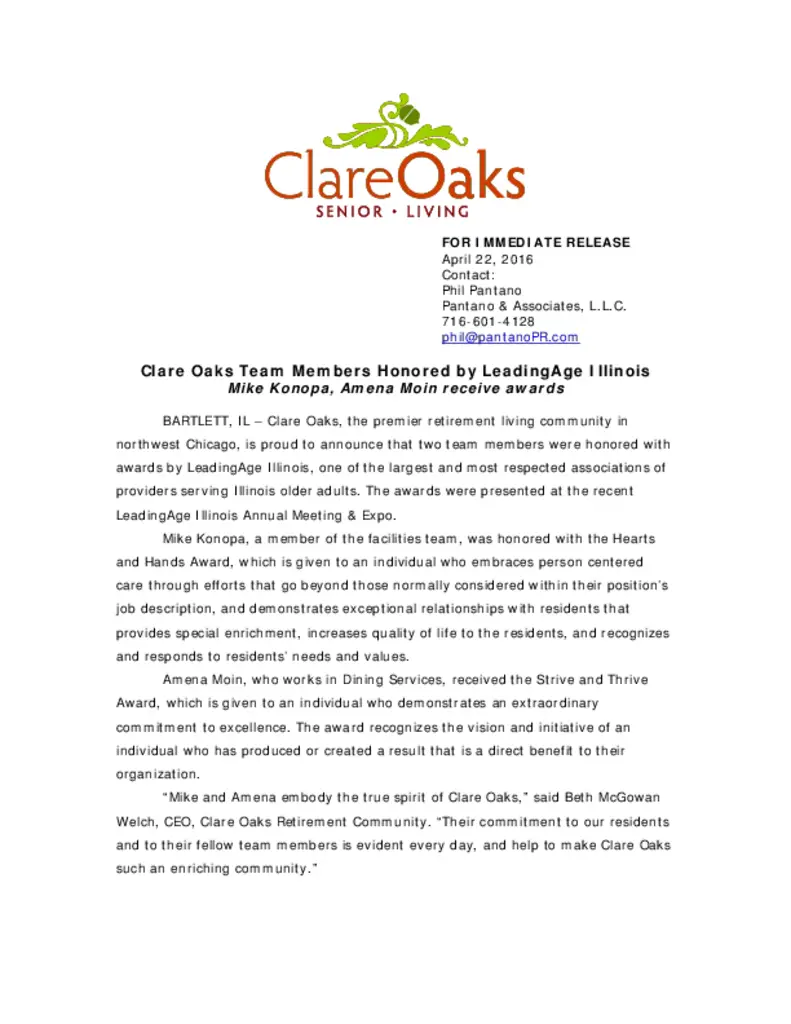 PDF Newsletter of Clare Oaks, , , , , Bartlett, IL - 25748-C00166^news-teamhonored^2_pg