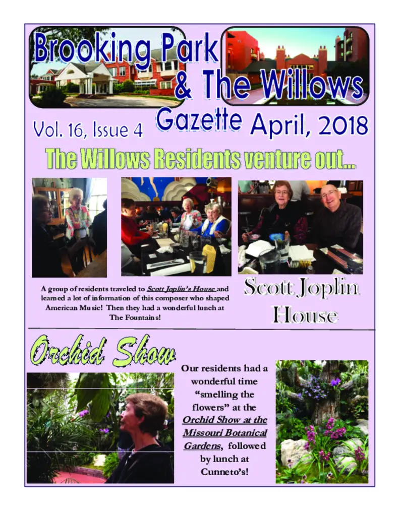 PDF Newsletter of The Willows at Brooking Park, , , , , Chesterfield, MO - 26175-C01692^April_2018_Newsletter^6_pg