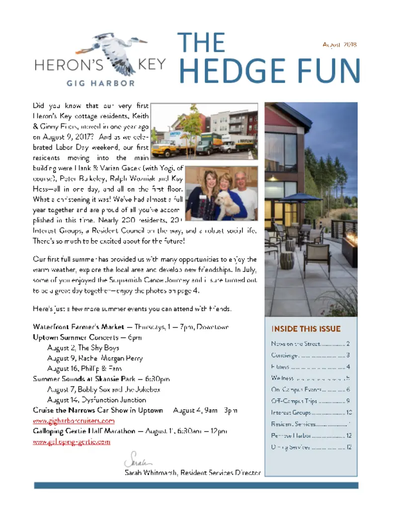PDF Newsletter of Herons Key, , , , , Gig Harbor, WA - 26608-C01704^August-2018-Newsletter_Single^12_pg