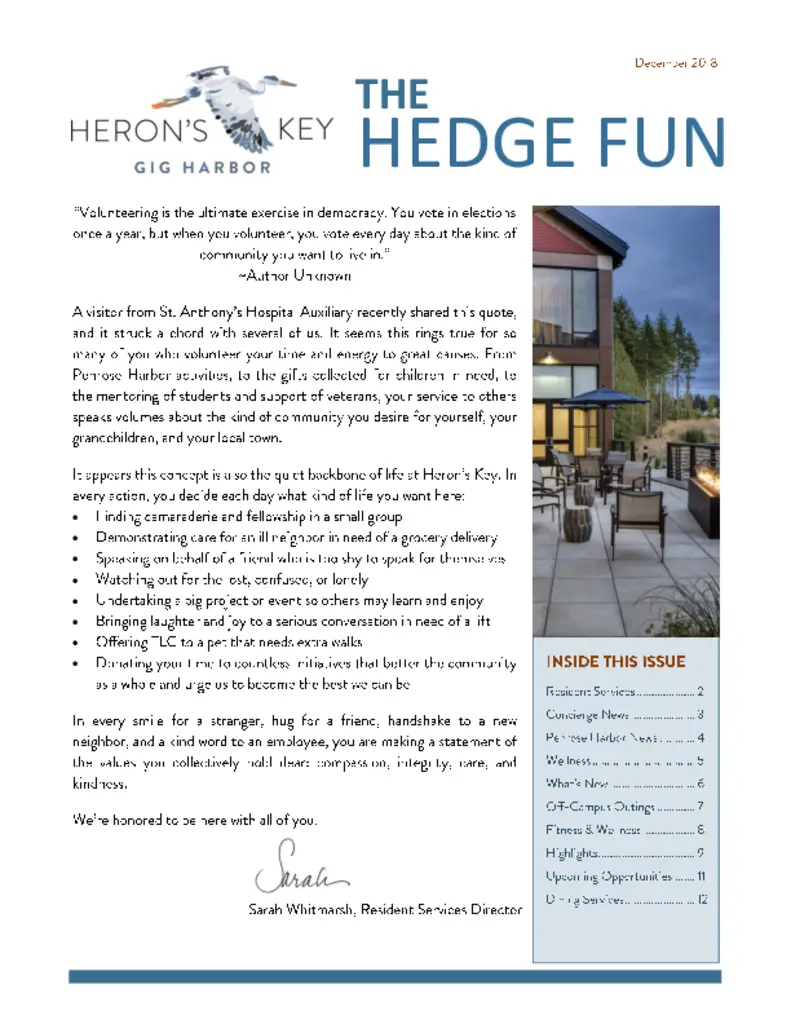 PDF Newsletter of Herons Key, , , , , Gig Harbor, WA - 26609-C01704^December-2018-Newsletter-SINGLE-PAGE^12_pg