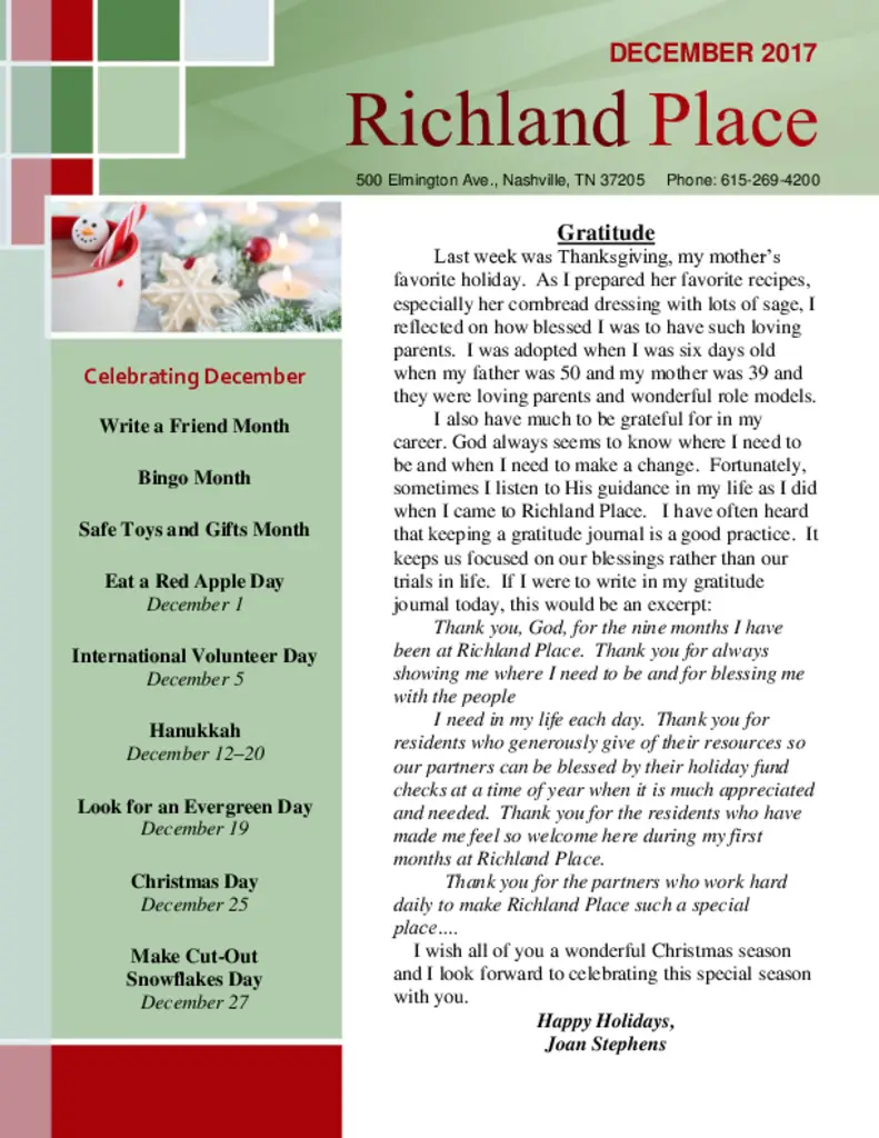PDF Newsletter of Richland Place, , , , , Nashville, TN - 26753-C01712^_dec17_adobe_newsletters_newsletter-dec17-1b-letter^8_pg