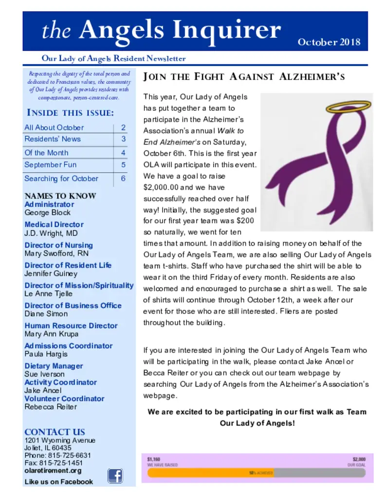 PDF Newsletter of Our Lady of Angels, , , , , Joliet, IL - 26844-C00175^the-Angels-Inquirer-October-2018^6_pg