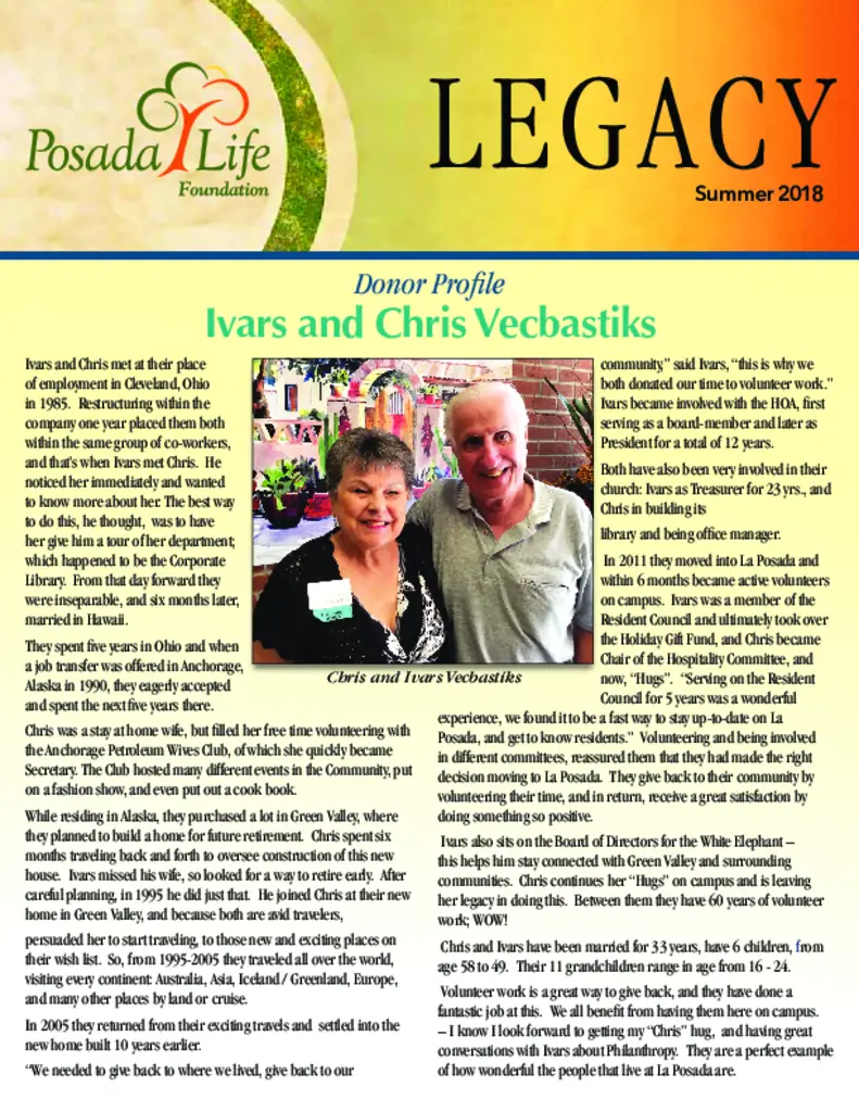 PDF Newsletter of La Posada at Park Center, , , , , Green Valley, AZ - 2716-C00010^Legacy-Summer-2018^4_pg
