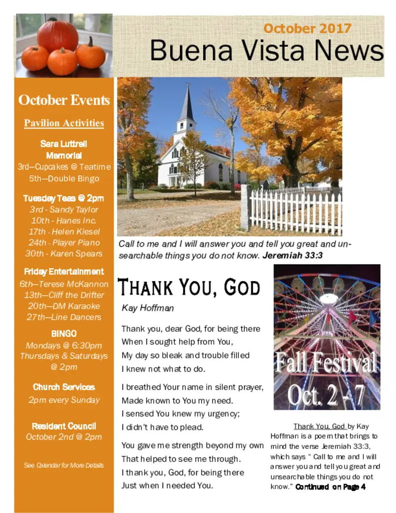 PDF Newsletter of The Village at Holiday Healthcare, , , , , Evansville, IN - 27273-C00193^hcc-Newsletter-October-2017-pdf-002^4_pg