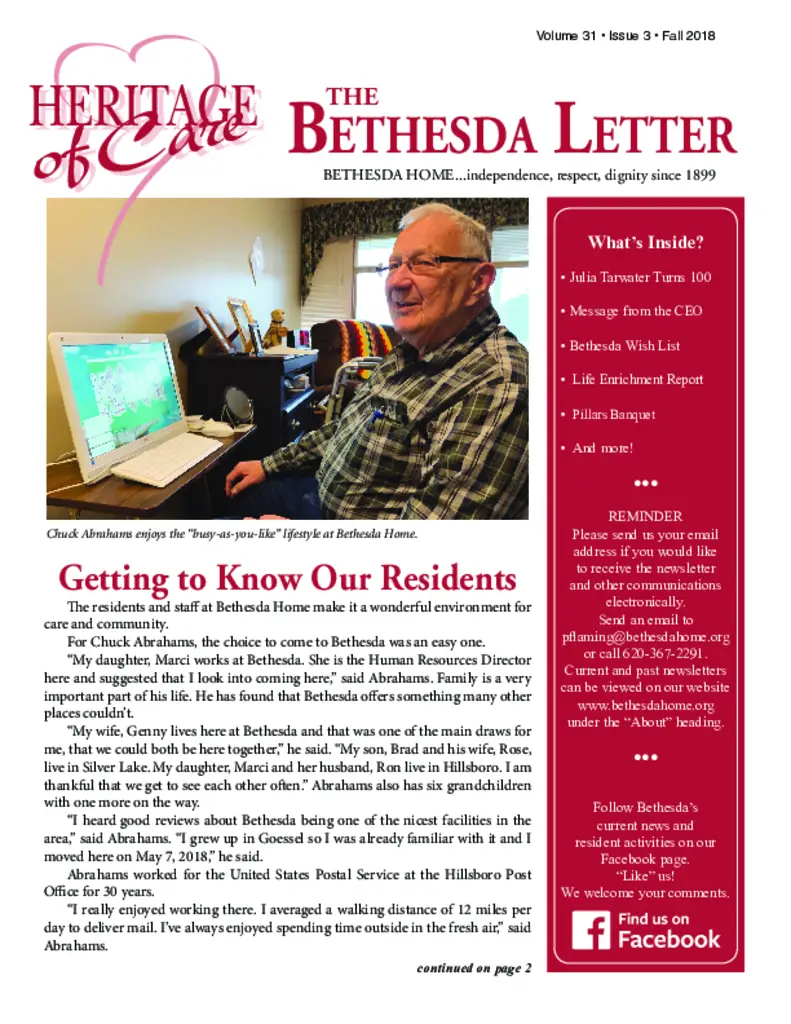 PDF Newsletter of Bethesda Home, , , , , Goessel, KS - 28024-C00221^2018-11-Bethesda-Newsletter-electronic^6_pg