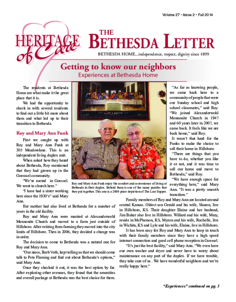 PDF Newsletter of Bethesda Home, , , , , Goessel, KS - 28025-C00221^bethesdaletterfall14^8_pg