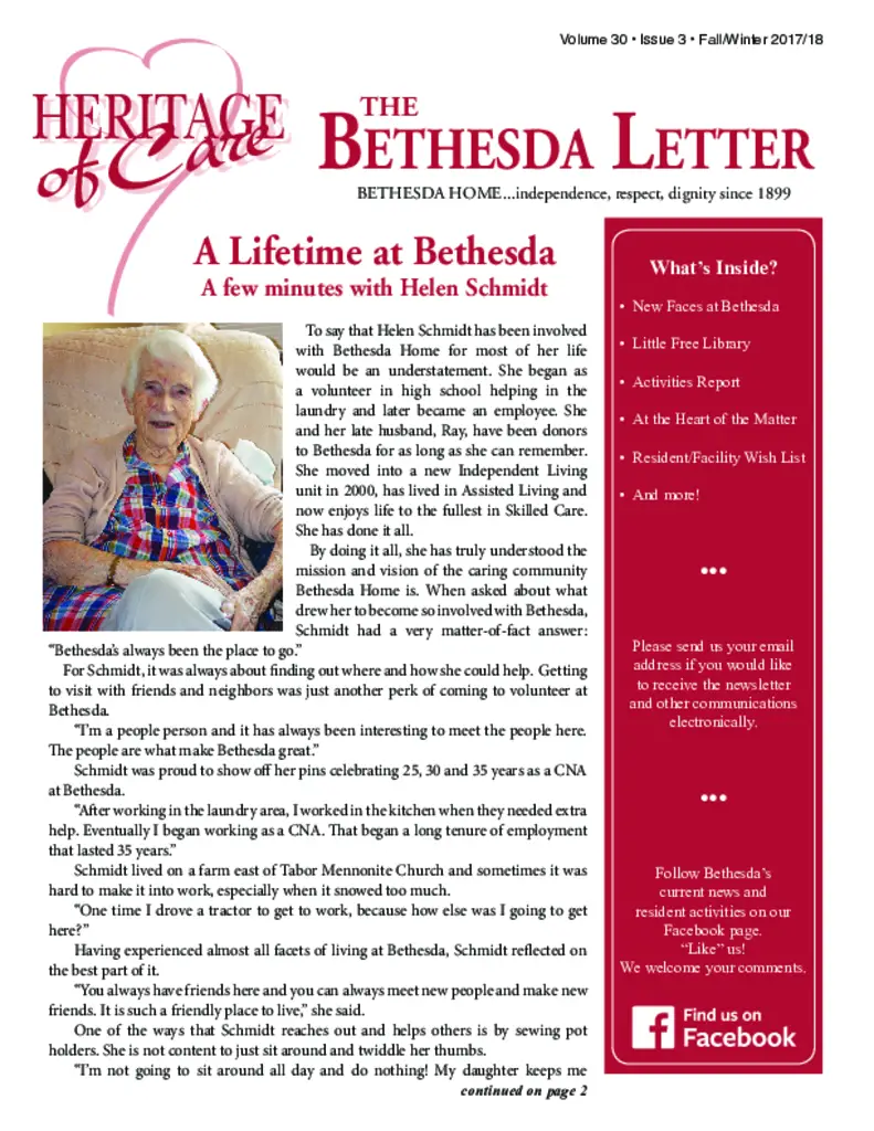 PDF Newsletter of Bethesda Home, , , , , Goessel, KS - 28026-C00221^2017-11-Bethesda-FallWinter-newsletter^6_pg