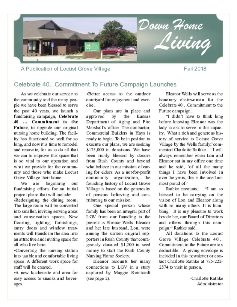 PDF Newsletter of Locust Grove Village, , , , , La Crosse, KS - 28074-C00224^Fall-2018-Newsletter^4_pg