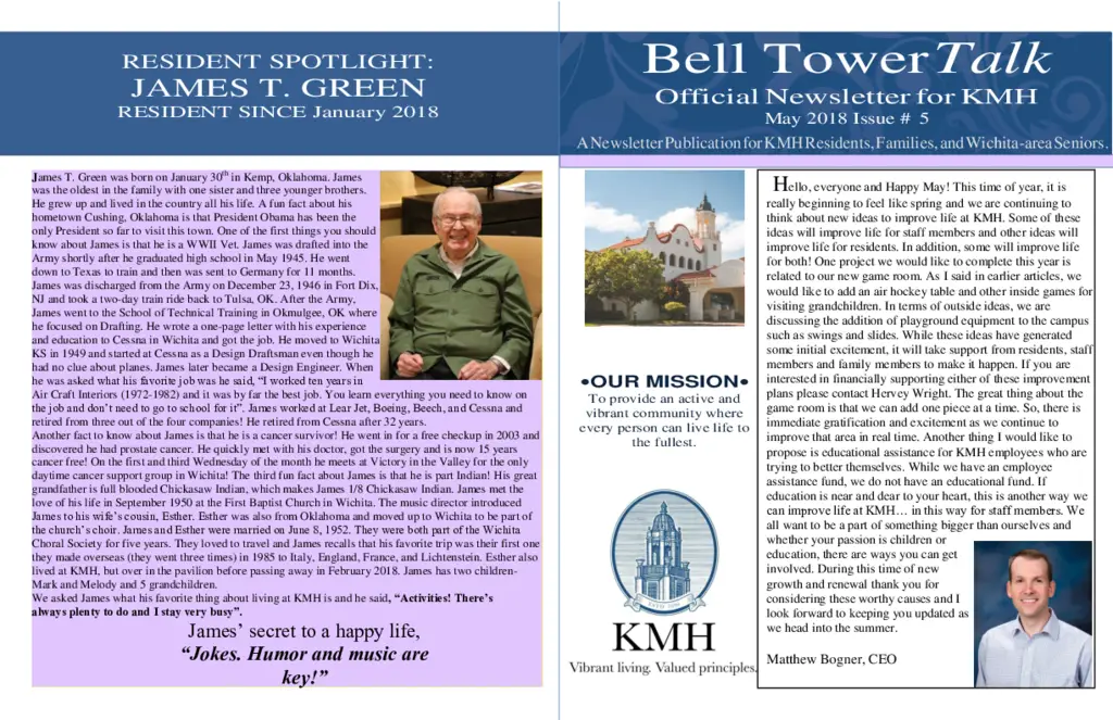 PDF Newsletter of KMH, , , , , Wichita, KS - 28471-C00242^2018-BellTowerTalk-May-Merged-final^6_pg