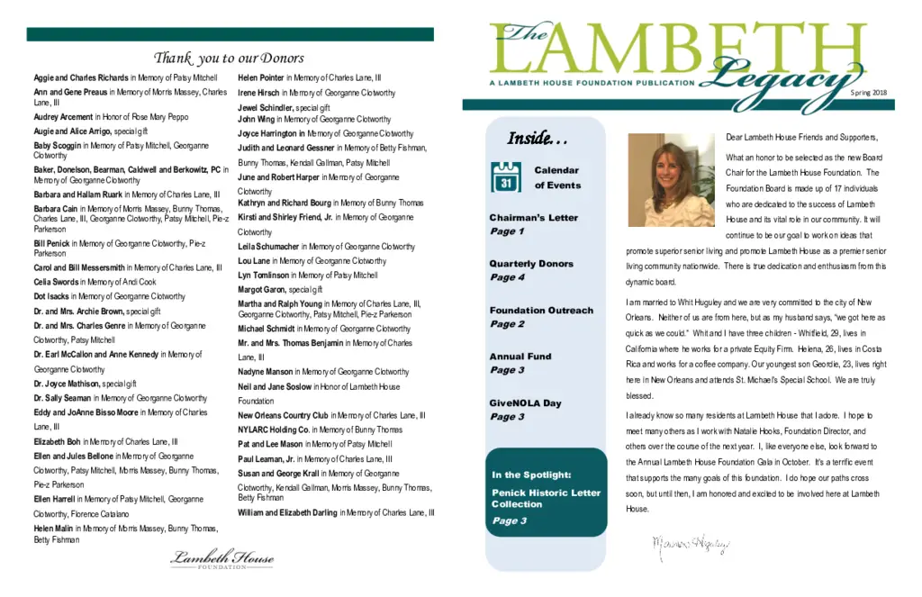 PDF Newsletter of Lambeth House, , , , , New Orleans, LA - 28714-C00251^Foundation_Newsletter_Spring_2018_03