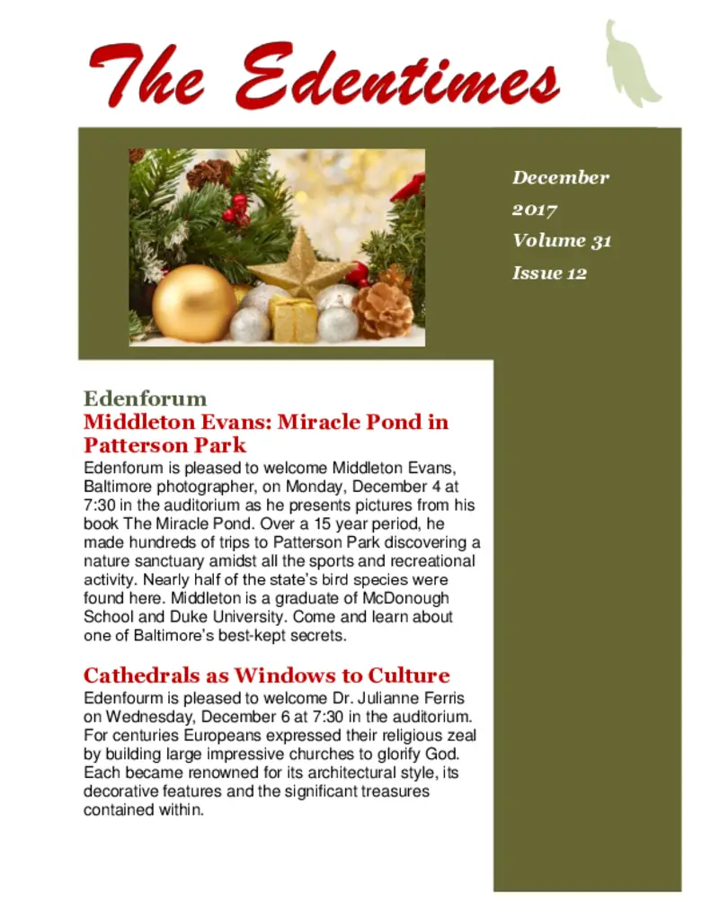 PDF Newsletter of Edenwald, , , , , Towson, MD - 30370-C00280^Eden_Times^20_pg