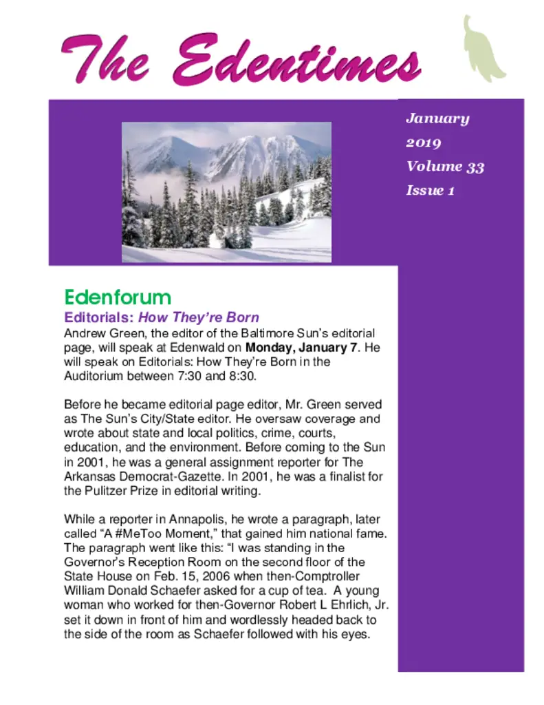 PDF Newsletter of Edenwald, , , , , Towson, MD - 30371-C00280^January-2019-Edentimes^20_pg