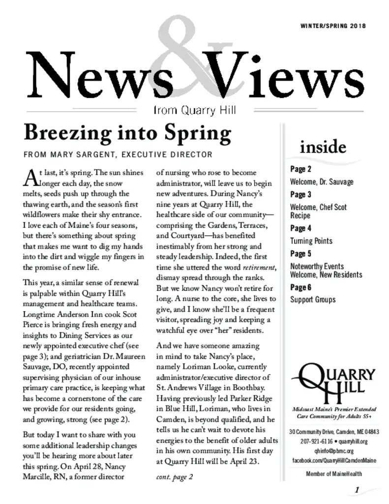 PDF Newsletter of Quarry Hill, , , , , Camden, ME - 30498-C00285^QH-Winter-Spring-2018^6_pg