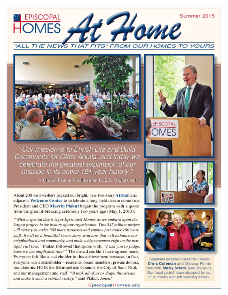 PDF Newsletter of Episcopal Homes, , , , , Saint Paul, MN - 31088-C00308^At-Home-5-15^12_pg
