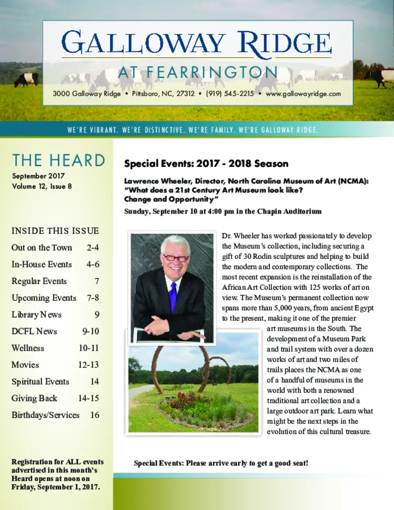 PDF Newsletter of Galloway Ridge at Fearrington, , , , , Pittsboro, NC - 33431-C00354^SeptHeard2017^16_pg