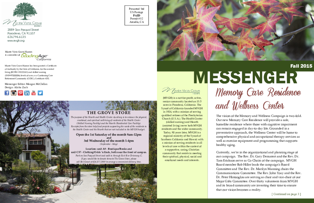 PDF Newsletter of Monte Vista Grove, , , , , Pasadena, CA - 3574-C00050^Messenger_Fall_2015_Final_0^6_pg