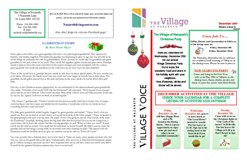 PDF Newsletter of Nazareth Living Center, , , , , St. Louis, MO - 36177-C00731^Village-Voice-Newsletter^2_pg