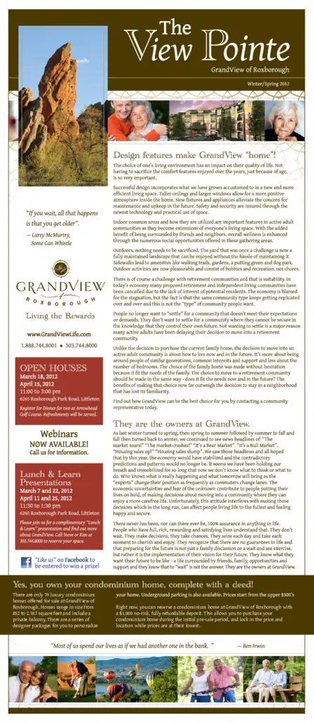 PDF Newsletter of GrandView Roxborough, , , , , Littleton, CO - 3627-C00052^winter_spring_2012_online^1_pg