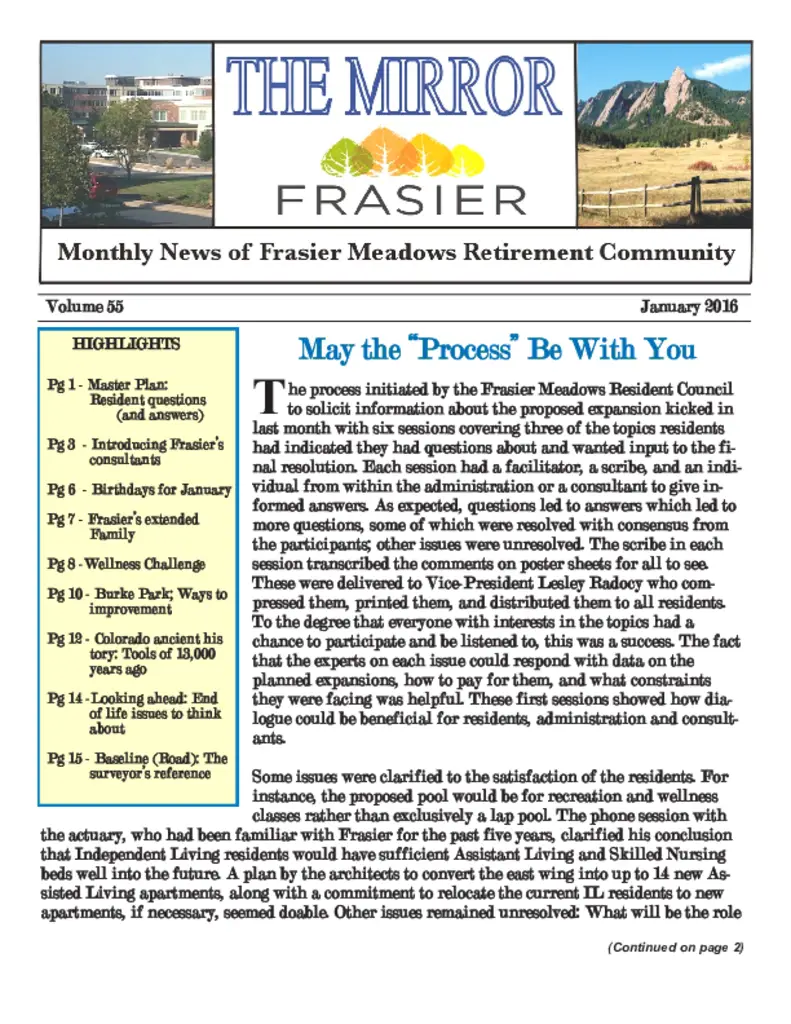 PDF Newsletter of Frasier Meadows, , , , , Boulder, CO - 3675-C00054^Mirror-January-2016^20_pg