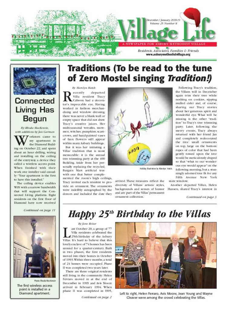 PDF Newsletter of Asbury Methodist Village, , , , , Gaithersburg, MD - 38364-C00681^Dec18-Jan19_Village_Life^16_pg