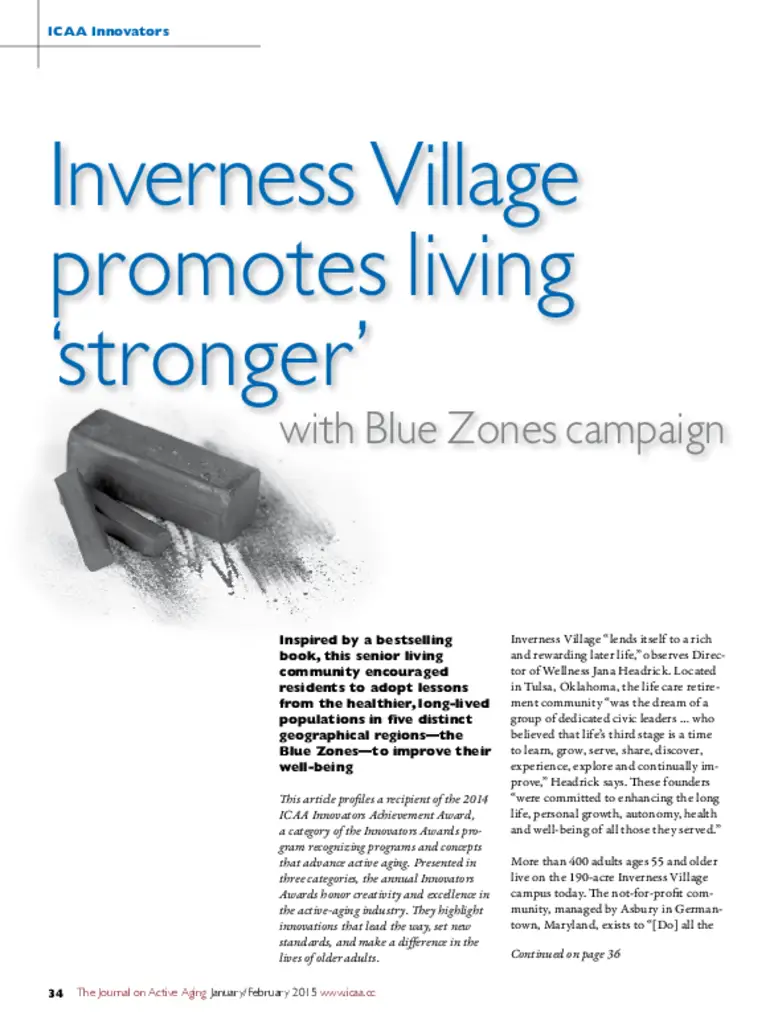 PDF Newsletter of Covenant Living at Inverness, , , , , Tulsa, OK - 38488-C00677^Innovators-Inverness_Village_Blue_Zones-low_res^5_pg