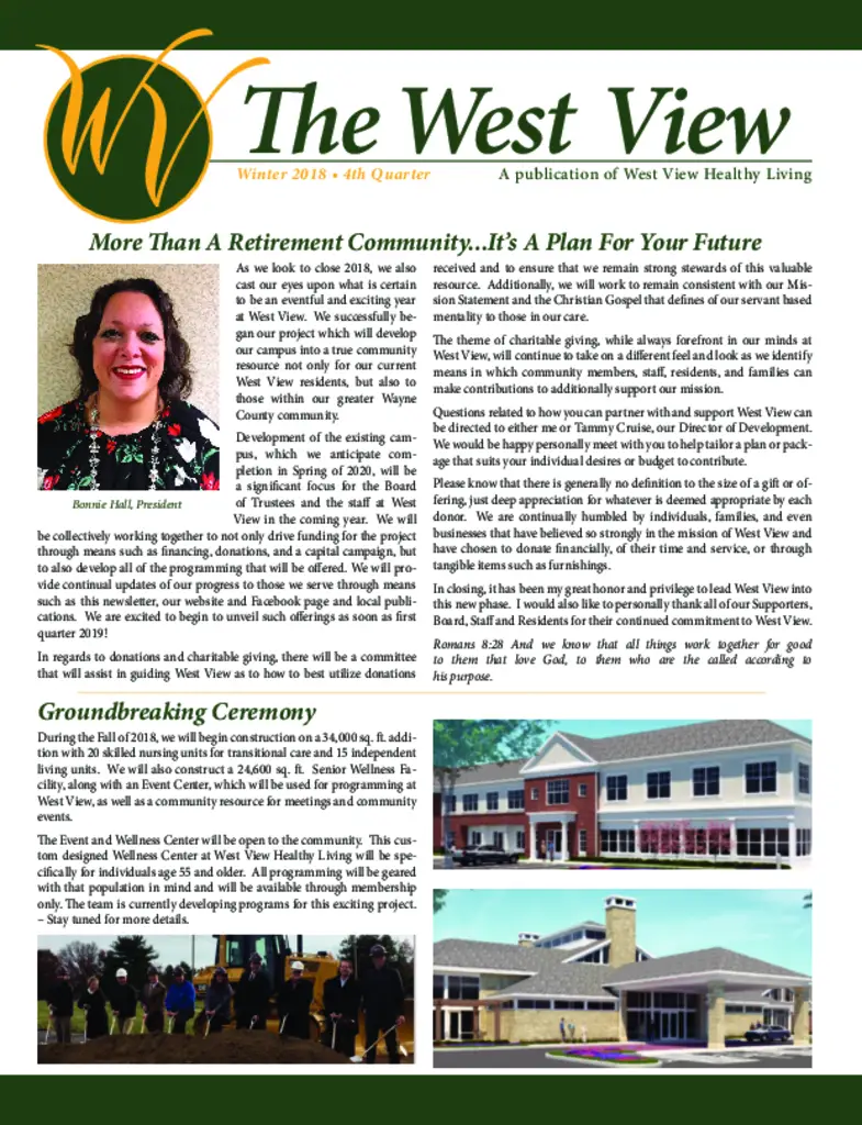 PDF Newsletter of West View Healthy Living, , , , , Wooster, OH - 39267-C00441^Winter_2018_The_West_View_Newsletter^4_pg