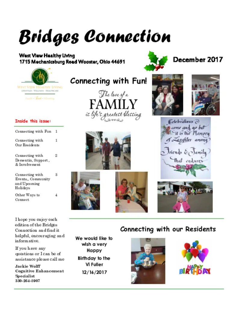 PDF Newsletter of West View Healthy Living, , , , , Wooster, OH - 39268-C00441^Bridges_connection_1^4_pg