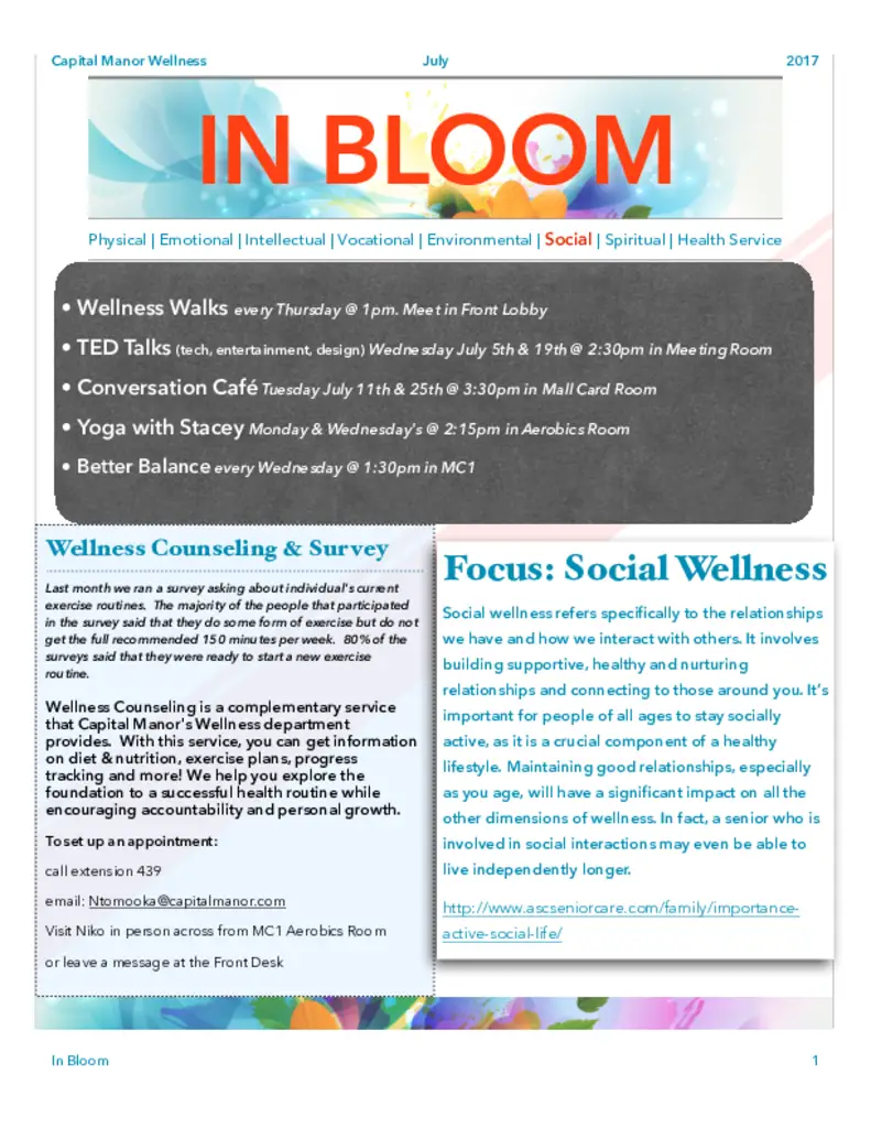PDF Newsletter of Capital Manor, , , , , Salem, OR - 39769-C00454^In-Bloom-July_17^2_pg