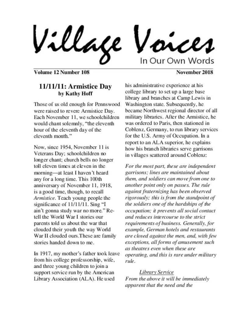 PDF Newsletter of Pennswood Village, , , , , Newtown, PA - 39909-C00460^November-2018-Village-Voices^10_pg