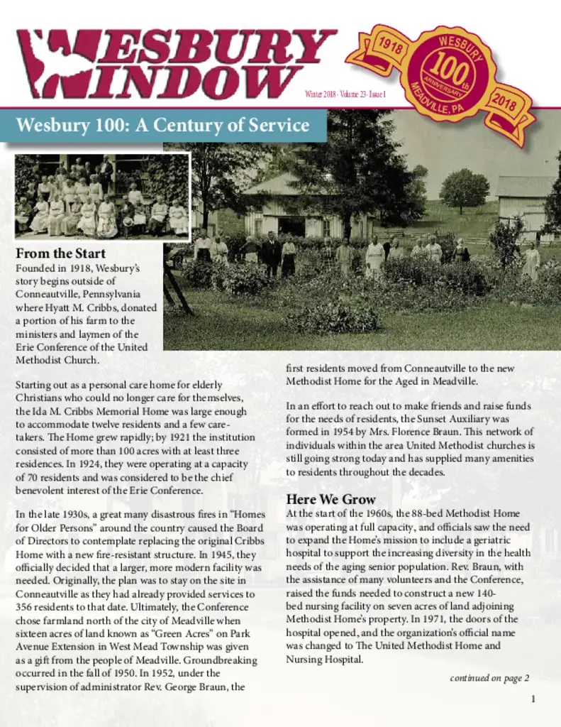 PDF Newsletter of Wesbury Retirement Community, , , , , Meadville, PA - 40165-C00470^Wesbury-Winter-2018-Window-newsletter-website^12_pg