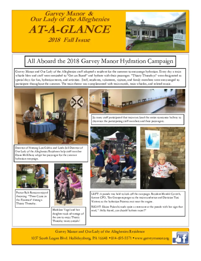 PDF Newsletter of Garvey Manor, , , , , Hollidaysburg, PA - 40409-C00481^GMFall2018NL^6_pg
