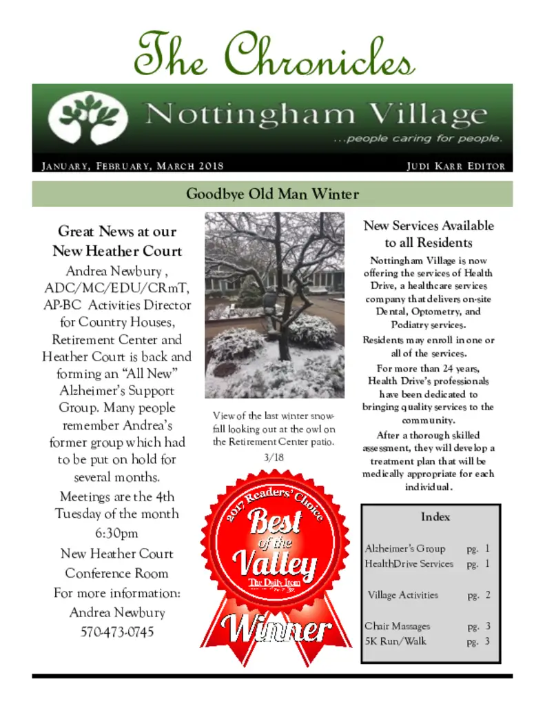 PDF Newsletter of Nottingham Village, , , , , Northumberland, PA - 41857-C00512^NV-Newsletter-JFM-18-1^4_pg